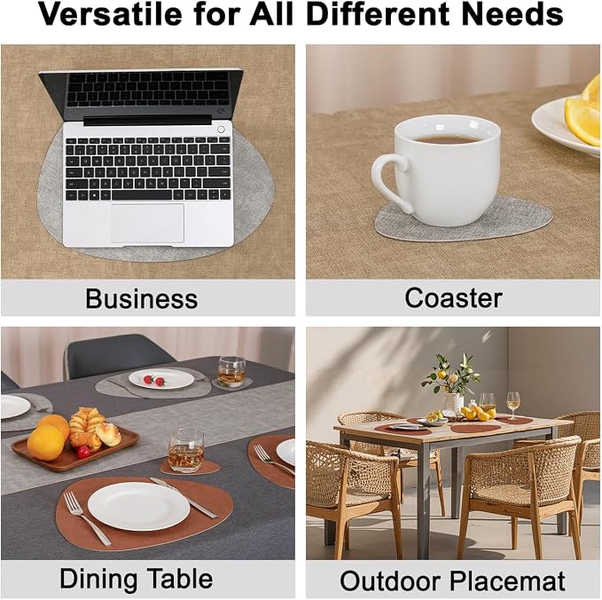 Faux Leather Placemats Set of 4, Dual Sided - Image 6