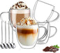 DINGPAI 4 Pack Double Wall Glass Coffee Mugs, 8oz Borosilicate Glass Mug | by DINGPAI
