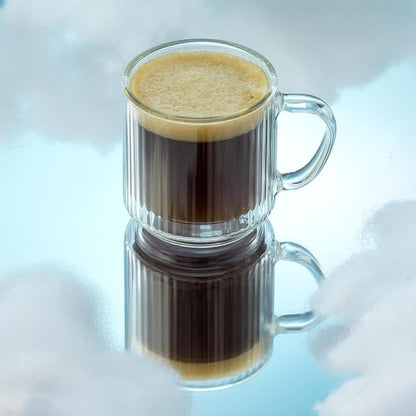 JoyJolt Haven Stackable Fluted Glass Mugs Set of 2, 5.5oz Ribbed Double Wall - Image 7