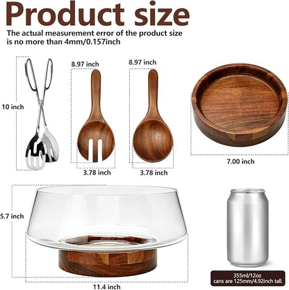 Large Glass Salad Bowl Set - Image 2