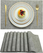 Placemats Set of 8 Washable Heat Resistant Place Mats PVC Woven Dining Table Mat Gray 8pcs