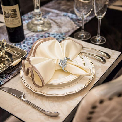 KPOSIYA Set of 12 Leaf Napkin Rings Metal Gold Napkin Holder Table Napkin Rings - Image 2