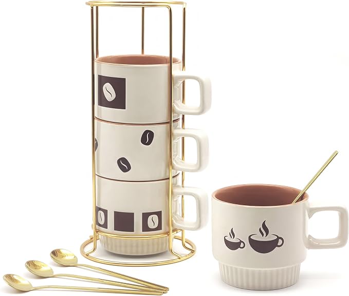 Stackable Coffee Mug Sets of 4 by MOCERAKAI