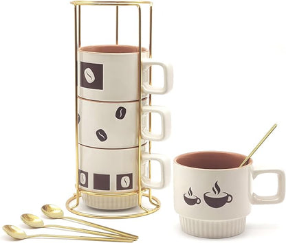 Stackable Coffee Mug Sets of 4 by MOCERAKAI