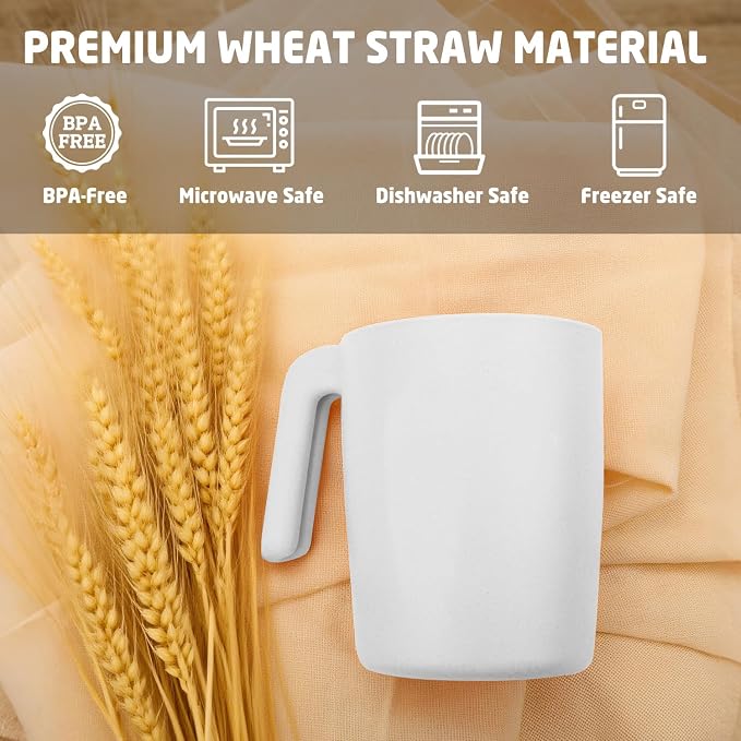Wheat Straw Cups 16 OZ, Unbreakable Coffee Mugs Set of 6, Alternatives to - Image 3