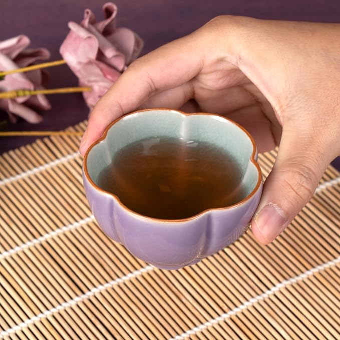 KAMMAK Japanese Tea Cups, 3.3 Oz Small Handmade Ceramic Teacups, Loose Leaf and - Image 6