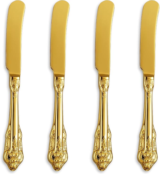 Gorgeous 4-Piece 6.9-Inch 18/10 Gold Butter Spreader Set | 18/10 Stainless by KEAWELL