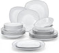 MALACASA Dinnerware Sets, 24 Piece Porcelain Square Dishes, Ceramic Dish Set by MALACASA