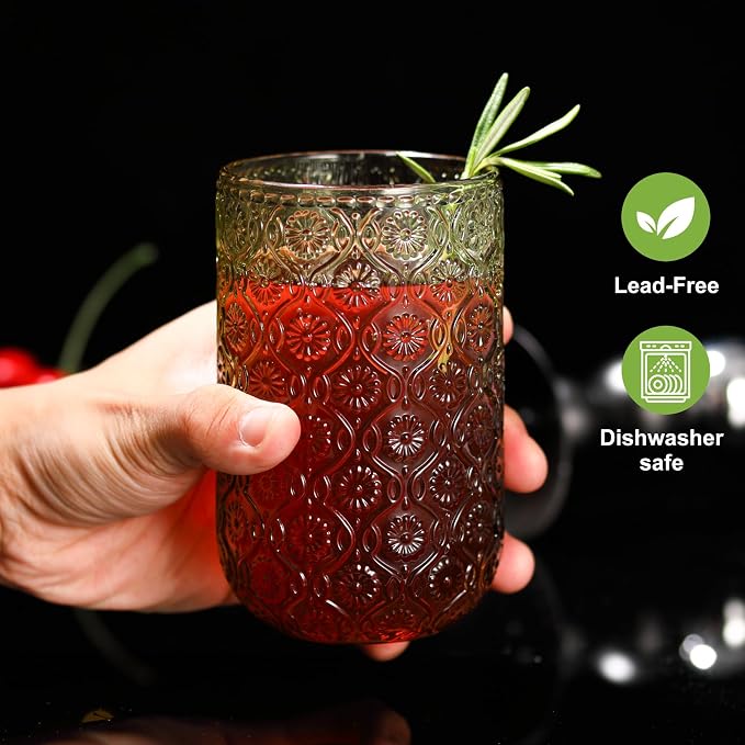 Green Drinking Glasses Set of 12, 12 Oz Highball & 10 Oz Cocktail Glasses - Image 6