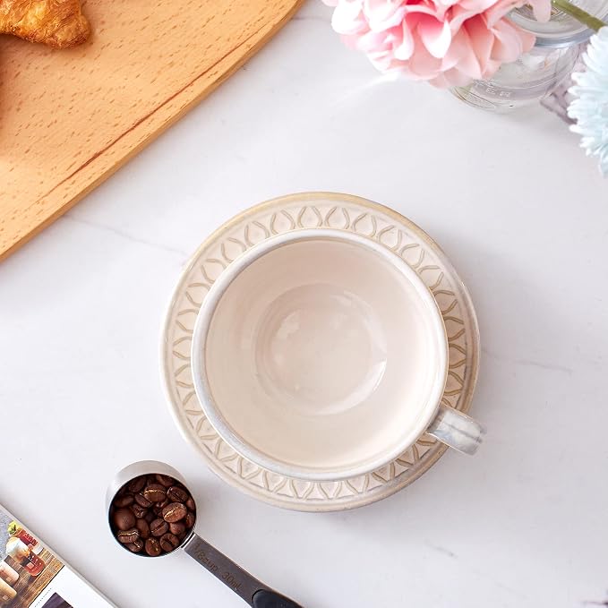 Coffeezone Vintage Design 12 oz Ceramic Latte Art Cappuccino Barista Cup - Image 5