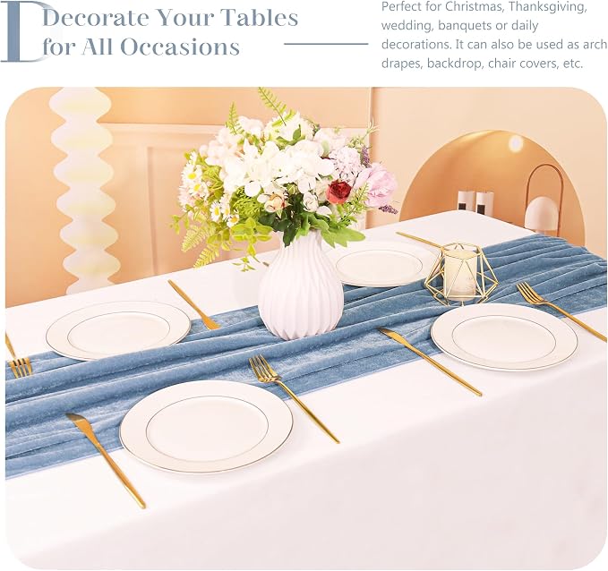 Velvet Table Runner 20 x 120 Inches 10ft Luxurious Thick Soft Velvet Christmas - Image 5