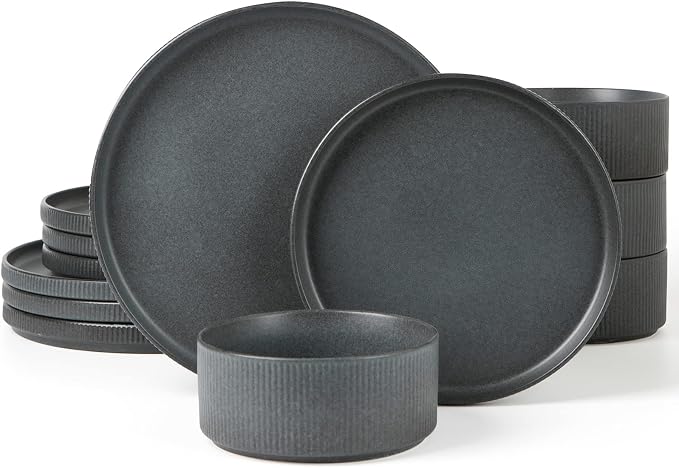 Famiware Star Stoneware Dinnerware Set, Reactive Glaze Plates & Bowls by Famiware