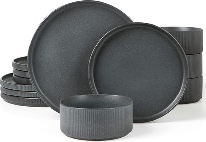 Famiware Star Stoneware Dinnerware Set, Reactive Glaze Plates & Bowls by Famiware