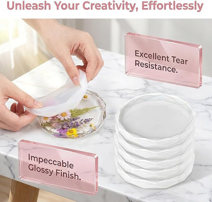 6-Pack Diamond Edge Resin Coaster Molds | 5 inche Round Silicone Molds - Image 3