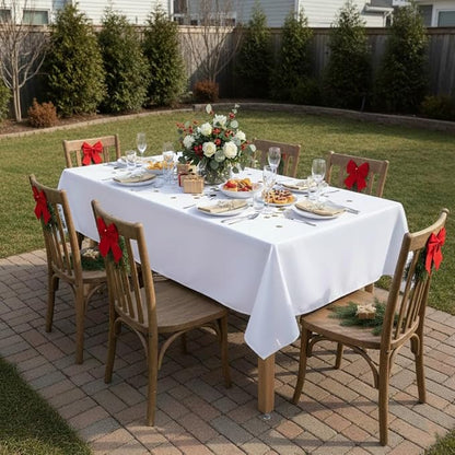 sancua Rectangle Tablecloth - 54 x 78 Inch - Stain and Wrinkle Resistant Washable Polyester Table Cloth, Decorative Fabric Table Cover for Dining Tables, Buffet Parties and Camping, White