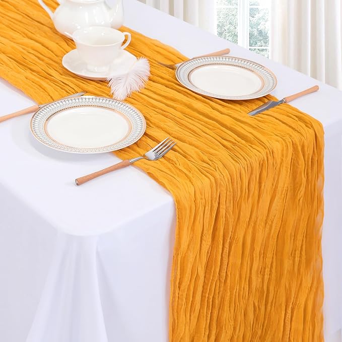 6 Pack Gold Cheesecloth Table Runner 35 x 120 Inch | Boho Gauze Cheese Cloth - Image 3