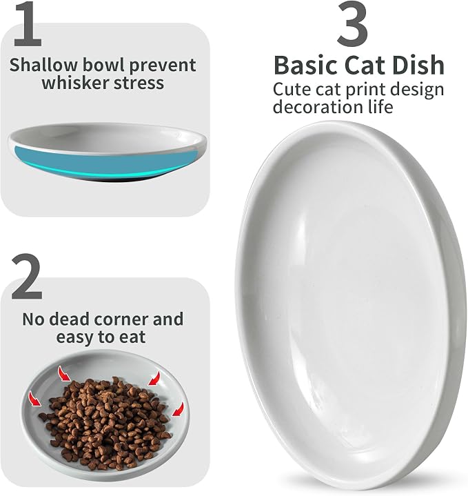 3 PCS Ceramic Cat Bowls, 5.5 in Pet Food Bowl Cat Dishes - Image 4