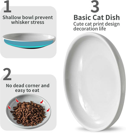 3 PCS Ceramic Cat Bowls, 5.5 in Pet Food Bowl Cat Dishes - Image 4