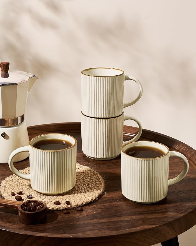 famiware Star Coffee Mug Set for 8, Handcrafted 12 oz Ceramic Stoneware Mugs - Image 3