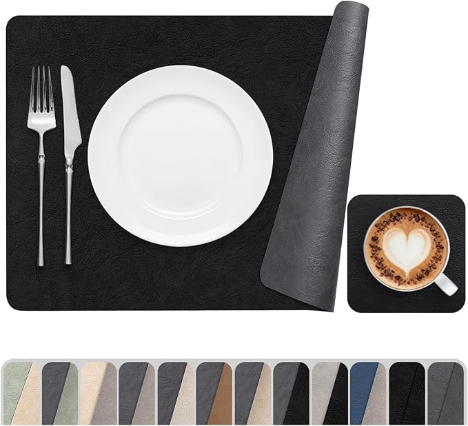 Vinyl Placemats Set of 6, Dual Sided Place Mats by Banchif