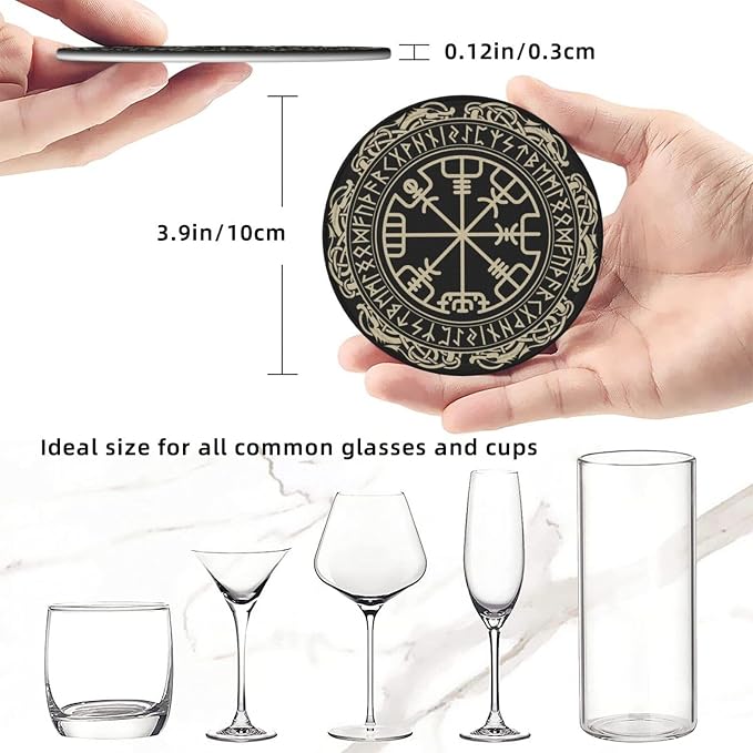 Black Viking Leather Drinks Coasters - Image 5