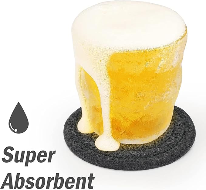 ABenkle Woven Coasters for Drinks Set of 6, Boho Absorbent Drinking Coaster - Image 3