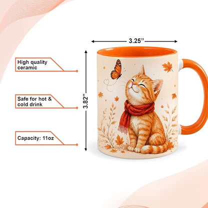Hyturtle Orange Tabby Cat Coffee Mug, Cute Fall Gift - Image 4