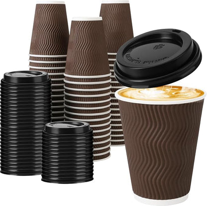 12 oz Insulated Disposable Paper Coffee Cups by Huifany