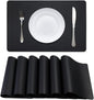Faux Leather Halloween Placemats HeloHo Black Table Place Mats Set of 6 Waterproof Oilproof Heat Stain Resistant Placemats Washable Wipeable Placemat for Kitchen Dining Table Decoration Indoor Outdoor