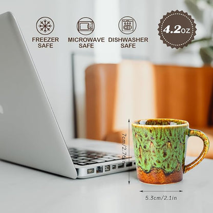 4.2 oz Espresso Cups Set of 2, Ceramic Coffee Mugs Demitasse Cups | Small - Image 2