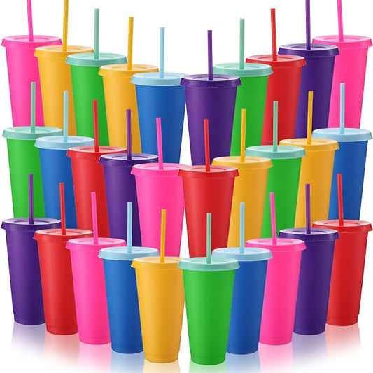 Honeydak 30 Pack Tumbler with Straw and Lid Bulk Cups by Honeydak