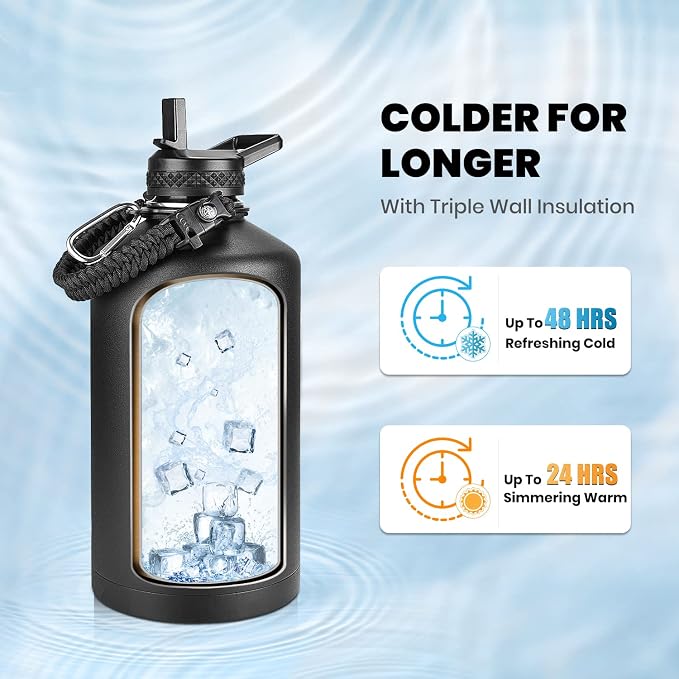RAYMYLO One Gallon Water Bottle Insulated 128 oz, Stainless Steel | Triple - Image 2