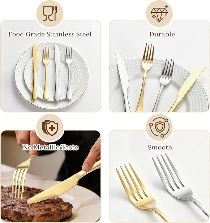 100pcs dinner forks and knives stainless steel Bulk silverware set | - Image 3