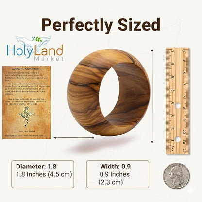 Holy Land Market Olive Wood Napkin Rings, Hand Carved Bethlehem | Certificate - Image 3
