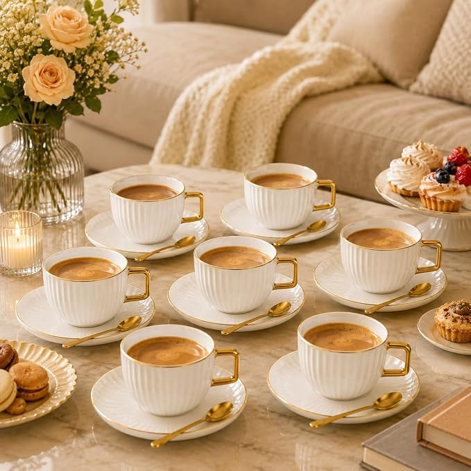 Ceramic Coffee Cup and Saucer Set - Image 3