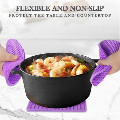 Silicone Silicone Trivet for Hot Dishes, 4 Pack Purple Heat Resistant Silicone - Image 2