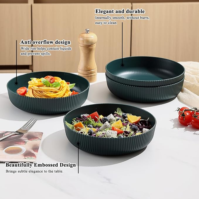 Kyraton Pasta Bowls Set of 4, 37oz Salad Bowls Soup Bowls Large Pasta Serving - Image 5