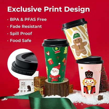 Fit Meal Prep 50 Pack 16 oz Christmas Disposable Coffee Cups - Image 3