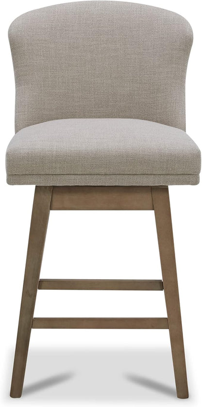 CHITA Counter Height Swivel Barstools, FSC Certified Upholstered Performance Fabric Bar Stools Set of 2, 26" Seat Height, Tan