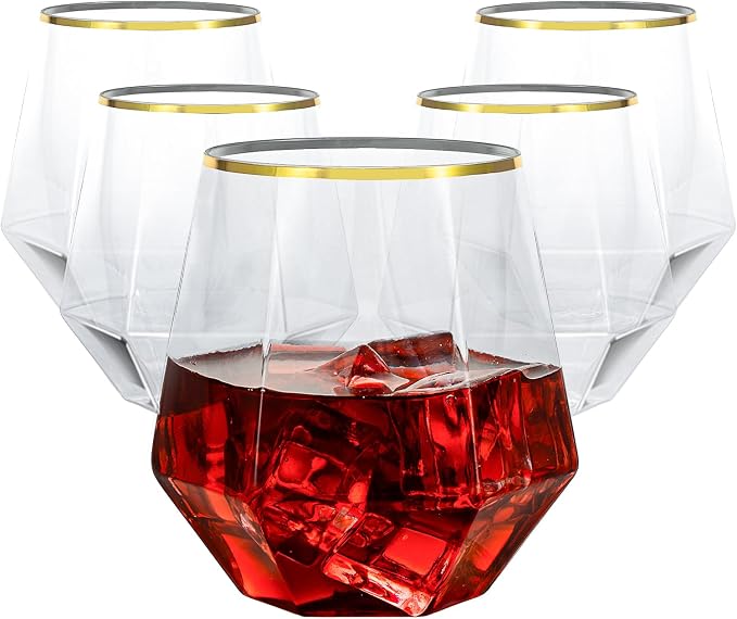 Goodluck 40PCS 12oz Diamond Stemless Plastic Wine Whiskey Glasses, Suitable by GoodLuck