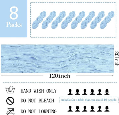 8 Pack Baby Blue Cheesecloth Table Runner 20 x 120 inch Gauze Table Runners 10 - Image 2