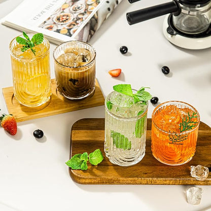 Ribbed Glassware Set of 8, Durable Cocktails & Iced Coffee Cups, Versatile - Image 9