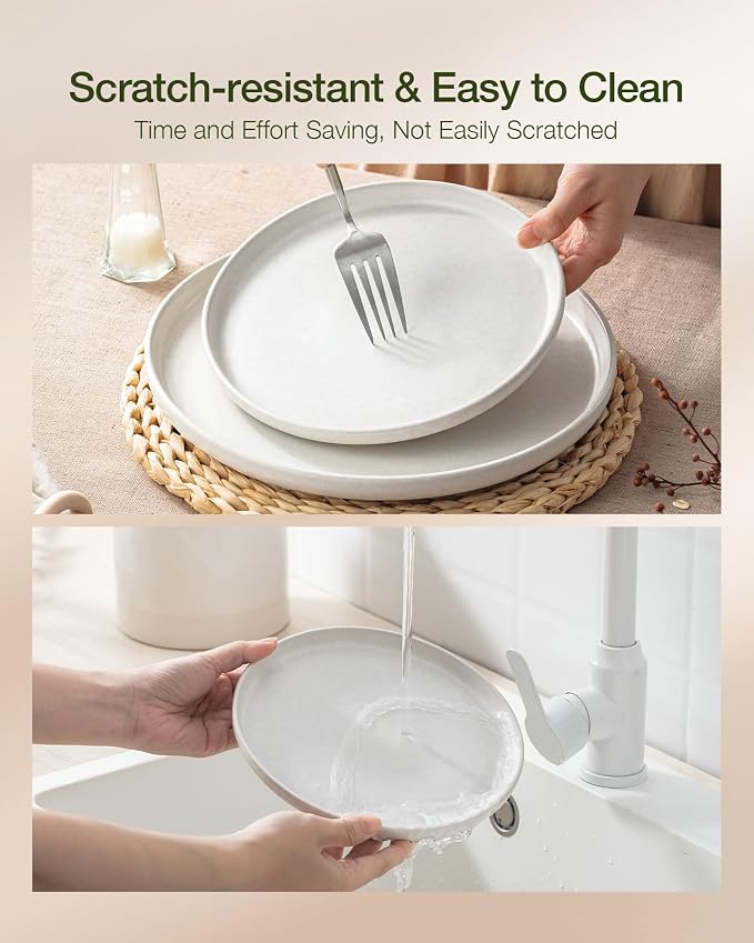 Famiware Milkyway 12-Piece Dinnerware Set, Matte Beige White & Light Blue | - Image 8