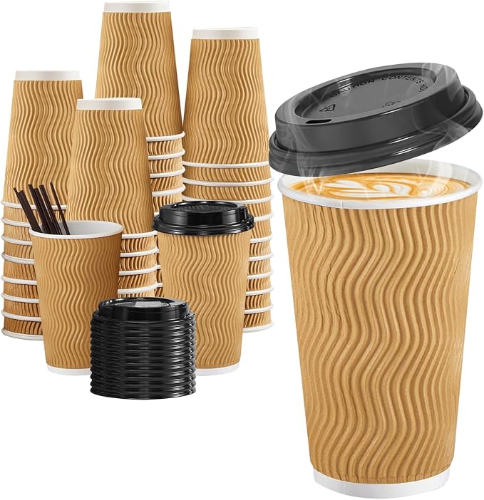 SIUQ 90 Pack 16 oz Disposable Coffee Cups by SIUQ