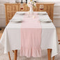 Peachy Blush White Plaid Gingham Ruffle Table Runner 108 inches Long 100% by KMASANIJI