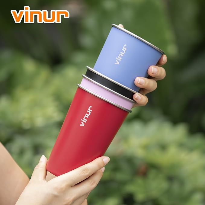 16 oz Stainless Steel Pint Cups-Stackable Metal Drinking Glasses 4 Pcs | - Image 2