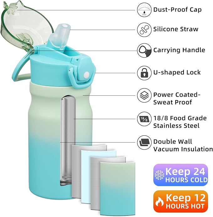 BJPKPK 14 oz Insulated Water Bottle, Stainless Steel Flask | Leak Proof Locking - Image 2
