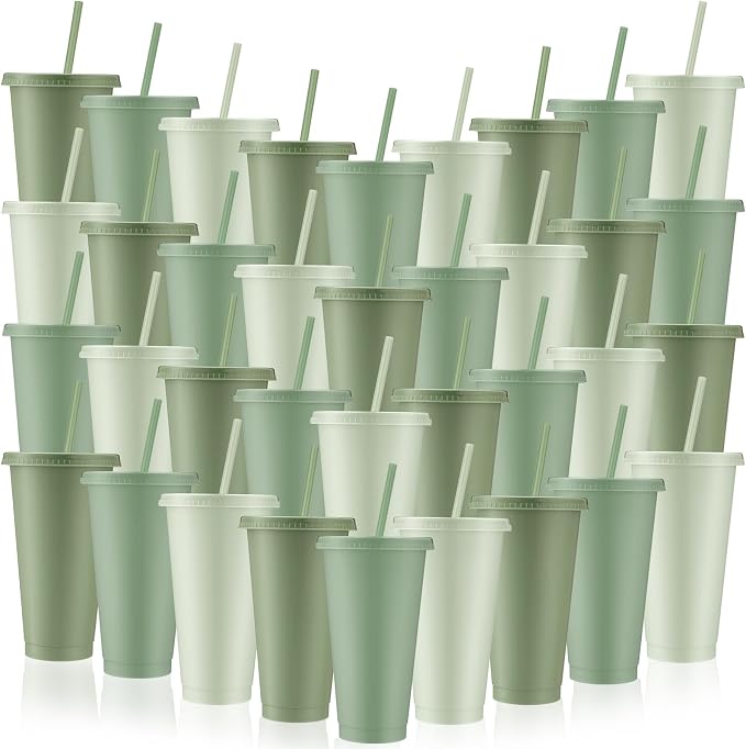 Skylety 36 Pcs Sage Green Plastic Cups by Skylety