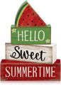 Moucuny 4 Pcs Summer Wooden Table Decor Watermelon Tiered Tray Decor Farmhouse by Moucuny