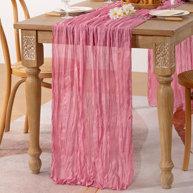 3 Pack Mauve Cheesecloth Table Runner10ft Rustic Sheer Gauze Runner | - Image 8